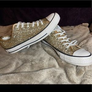 Gold Glitter Converse Low Tops